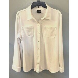 32 Degree Heat Womens Button Up White Shirt Long Sleeve Size Large